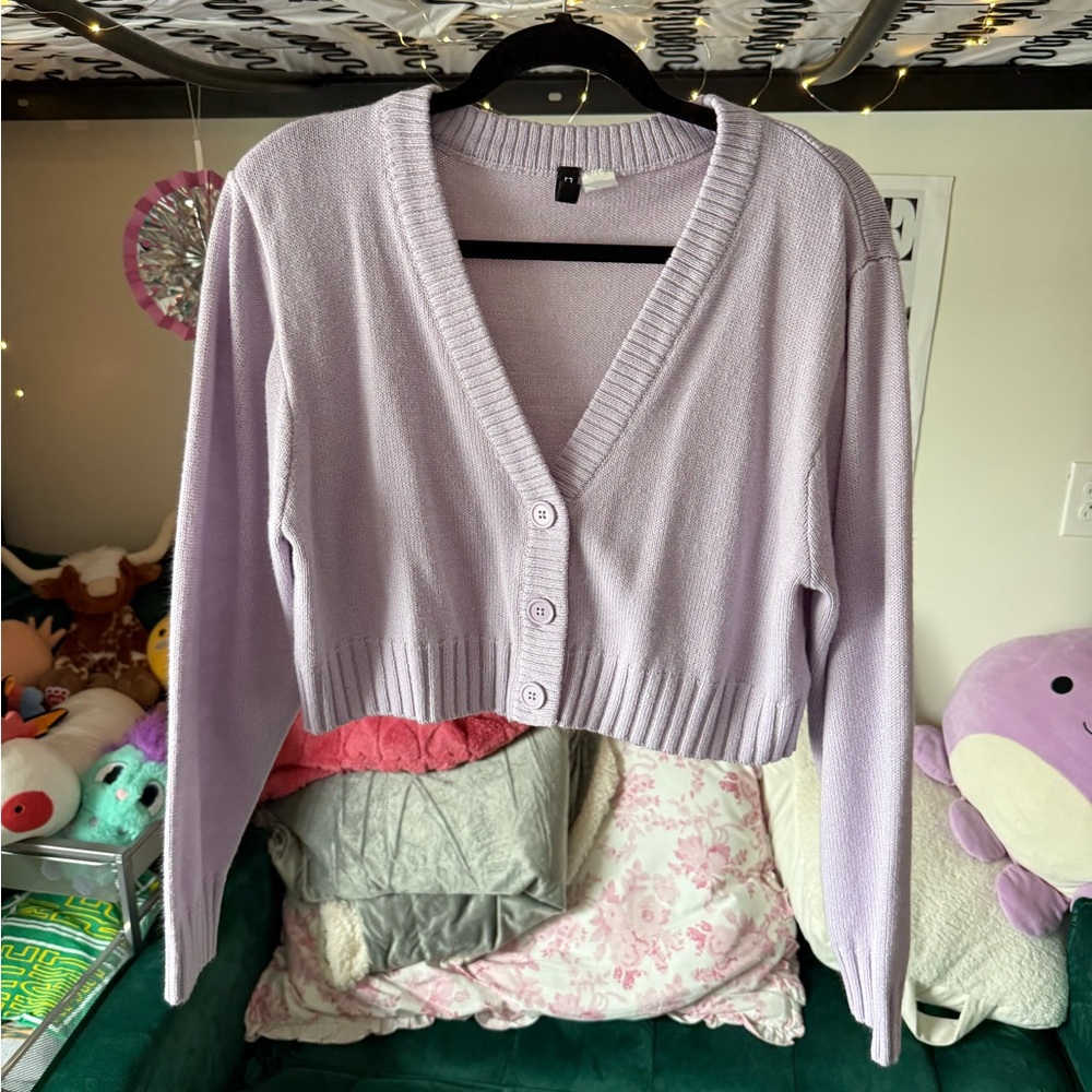 Light Purple Fine Knit Cardigan - Picture 2 of 7